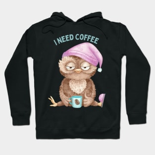 Sleepy owl I need coffee lover coffee addict This Girl Runs On Caffeine And Sarcasm Funny Hoodie